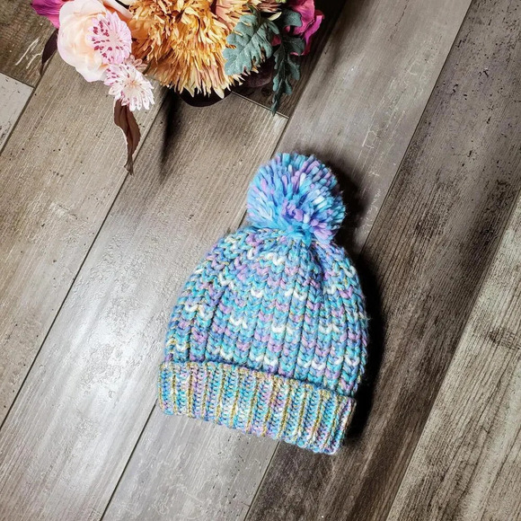 Girls Shimmery Pastel Knit Winter Beanie Hat (One Size Fits All) - Picture 3 of 10